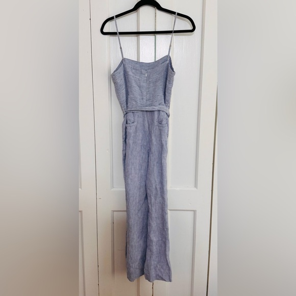 J.Crew Stripe Linen Tie Waist stripe Jumpsuit - Picture 7 of 9